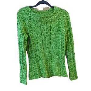Sigrid Olsen Sweater Sz M Lime Green Loose Knit Classic Officecore Coastal
